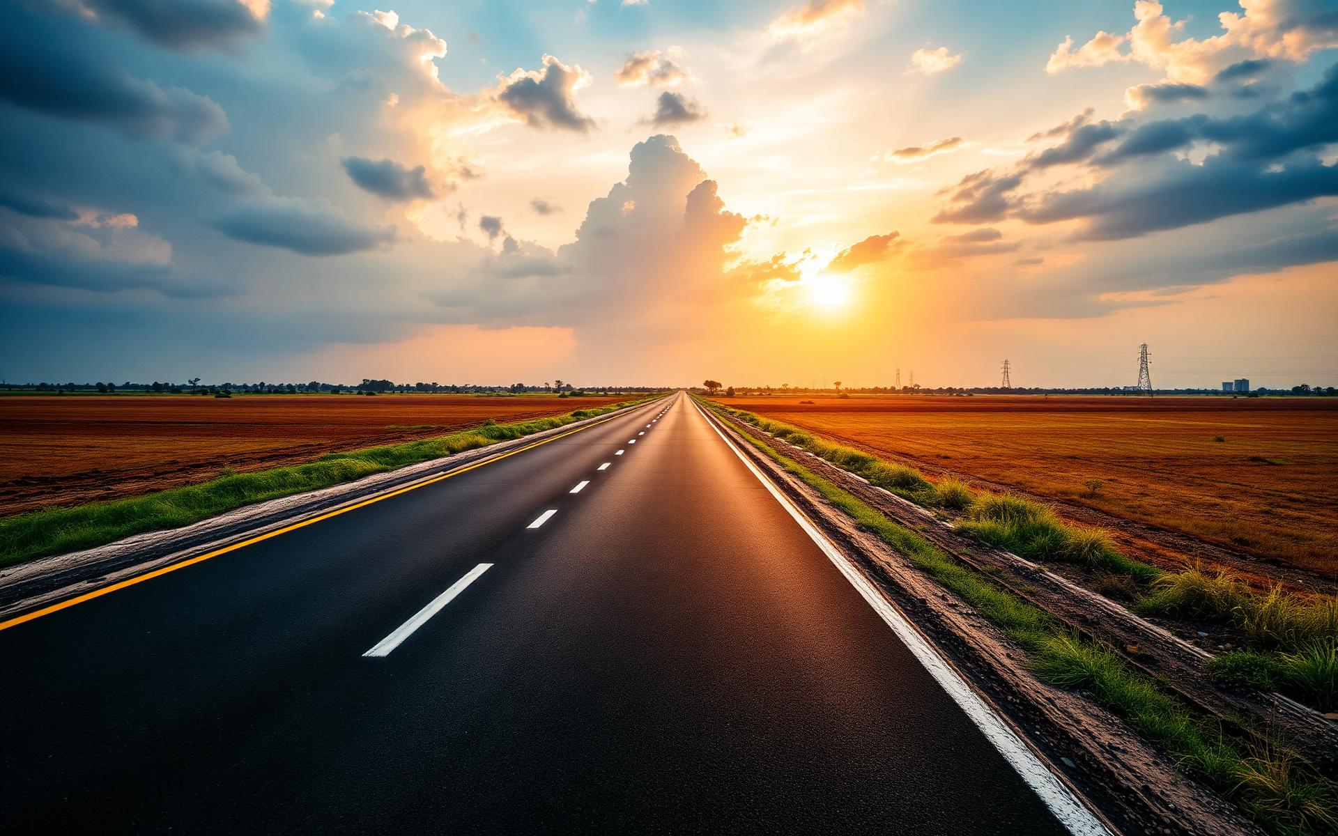 Highway at sunset